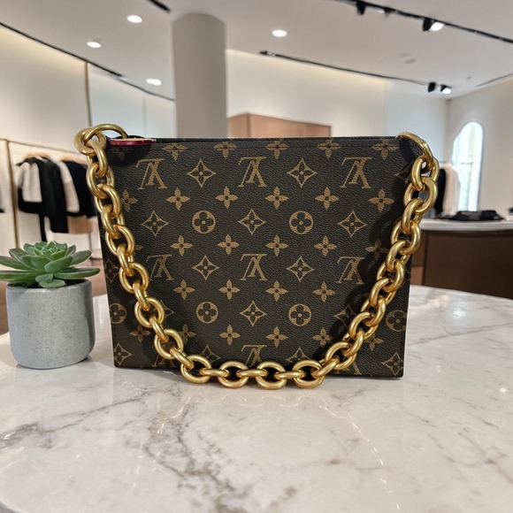 Handbags - LOUIS VUITTON Poche Toilette Toiletry Bag Leather Monogram Pouch 26 Gold Chain